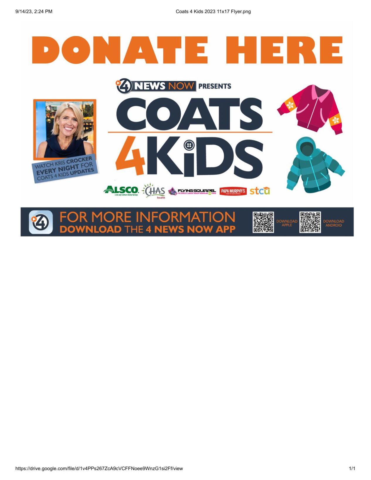 Printable Coats 4 Kids 11x17 Flyer | Coats 4 Kids | kxly.com
