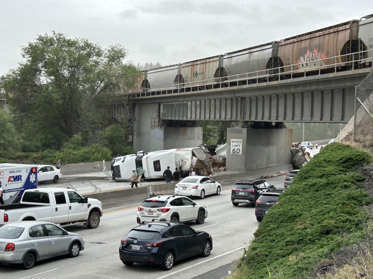 Overturned semi closes lanes on I-90 near Latah Creek Bridge | News ...