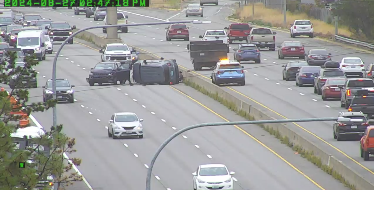 Multi-car crash blocking lanes of I-90 eastbound near Freya Street ...