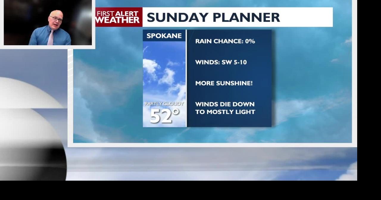 A sunny Sunday is on the way for the Spokane region with less breezy ...