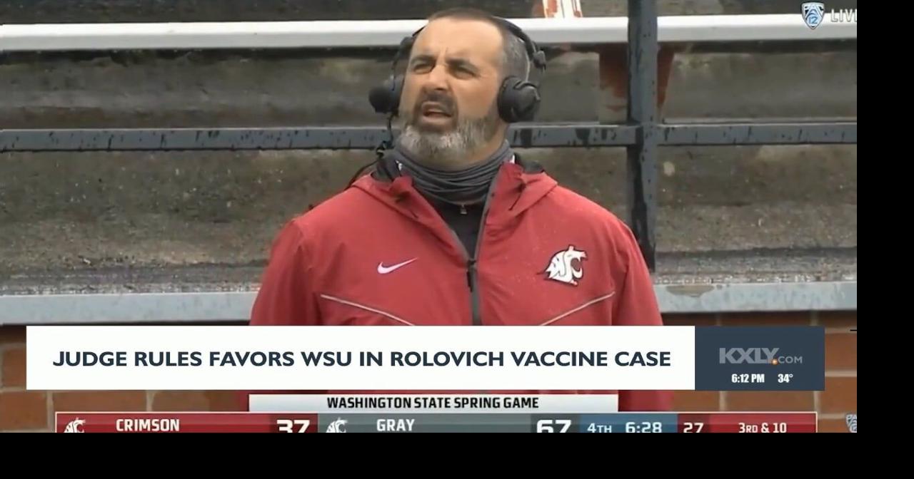 Judge rules favors WSU in Rolovich vaccine case | Video | kxly.com