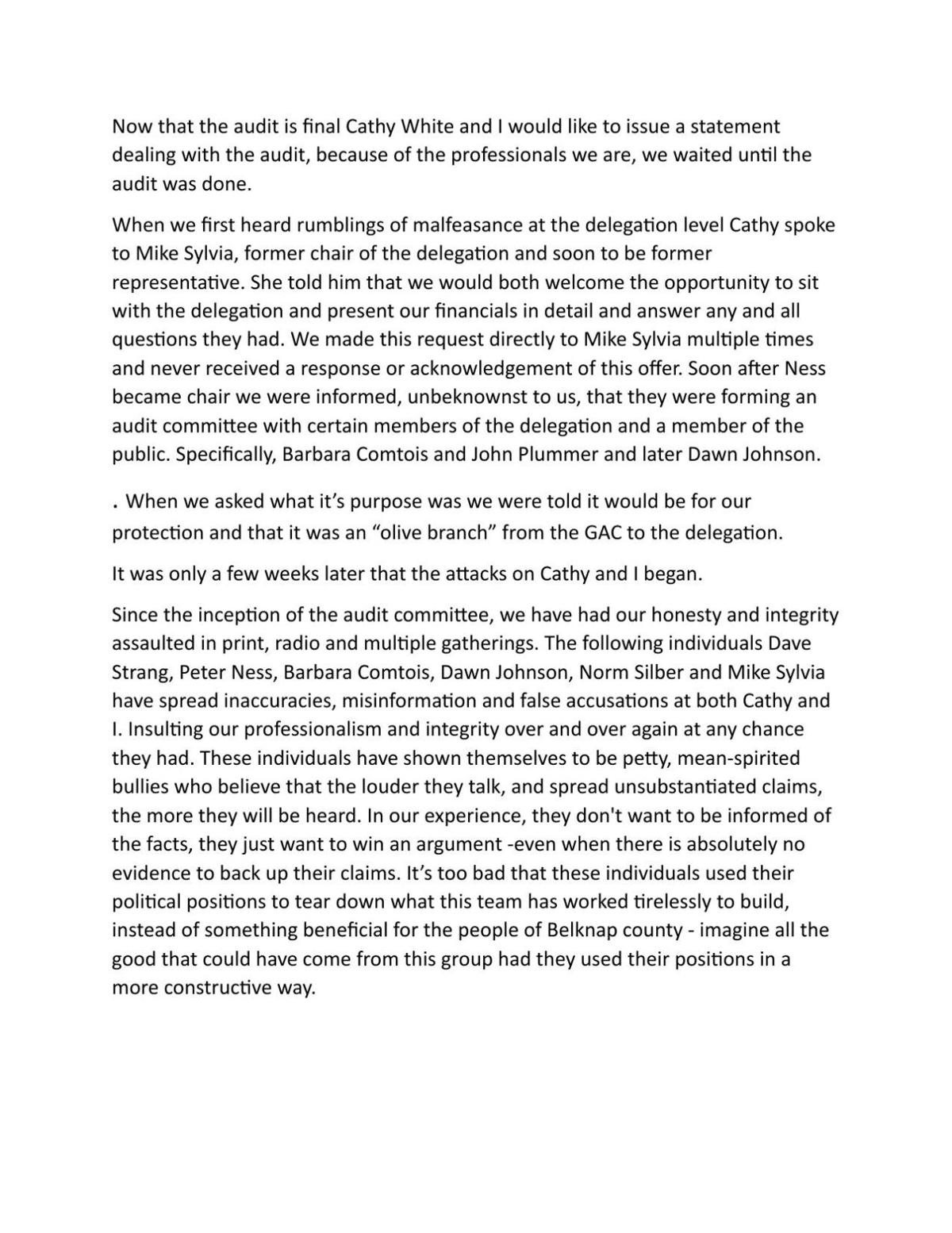 Tom Day statement on Wednesday, Oct. 19