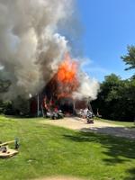 Barn fire in Meredith injures 1