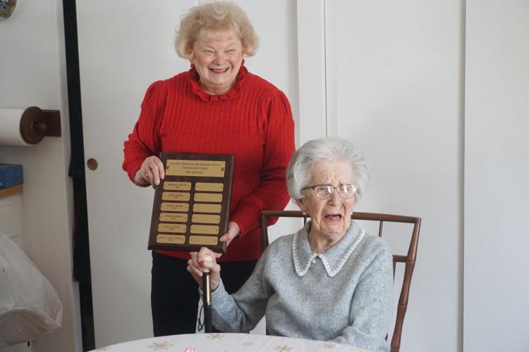 Pam Clark and Noella Gagne Maheux with plaque