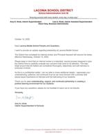 Laconia Middle School leadership update letter Oct. 14