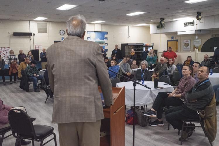 Addressing the crowd