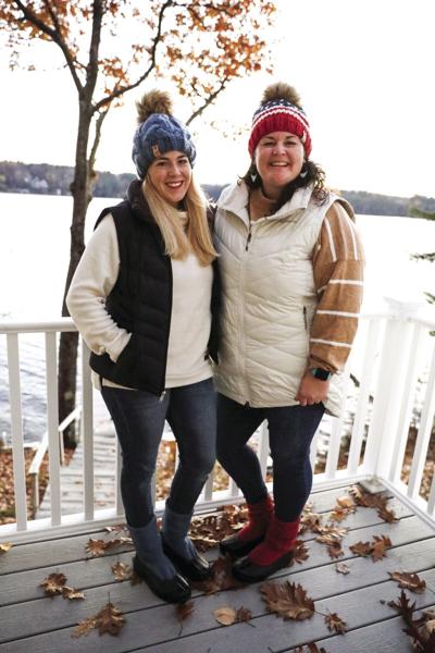 Photo Caption:  Winnies’ Founder, Kara Brunetta, with Allie Cooper, Founder, Allie Caps. Both brands are the creation of Wolfeboro-based female entrepreneurs.  Photo credit: Winnies Socks.