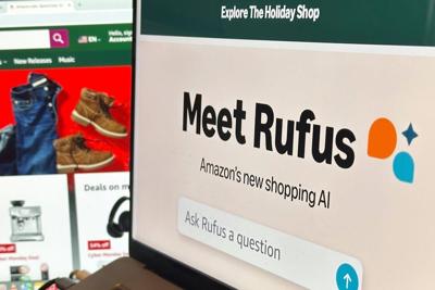 Amazon's AI shopping assistant, Rufus, on a computer monitor on Dec. 1, 2024, in New York. Company apps, including Rufus, may make it easier to shop, but consumers might balk at giving up too much of the shopping experience AP Photo/Peter Morgan
