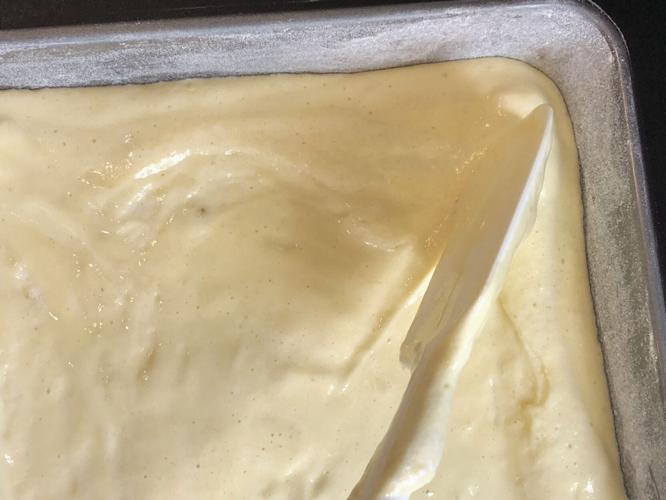 Use the tip of your spatula to build up the batter in the corners.