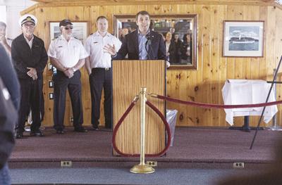 Rep. Pappas speaks aboard the M/S Mount Washington