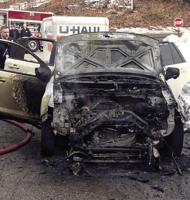 Fire destroys vehicle seconds after occupants escape
