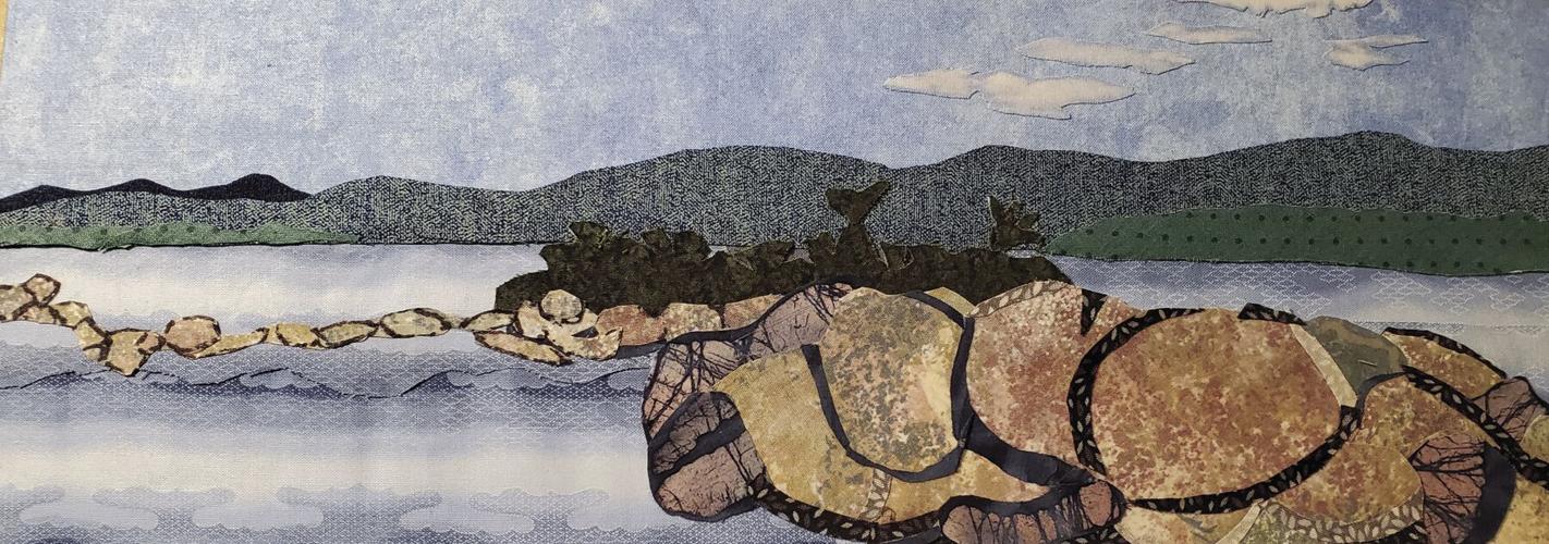 Yard Islands, textile collage by Vicky Dworkin