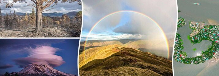 Double rainbows and triple lightning among weather photography shortlist highlights
