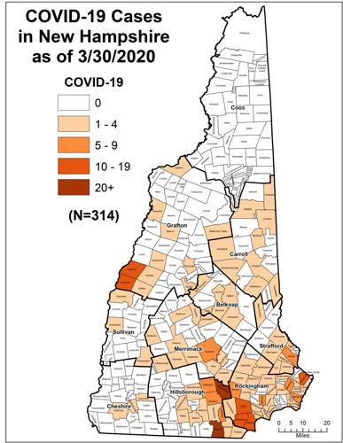 COVID-19 cases by town