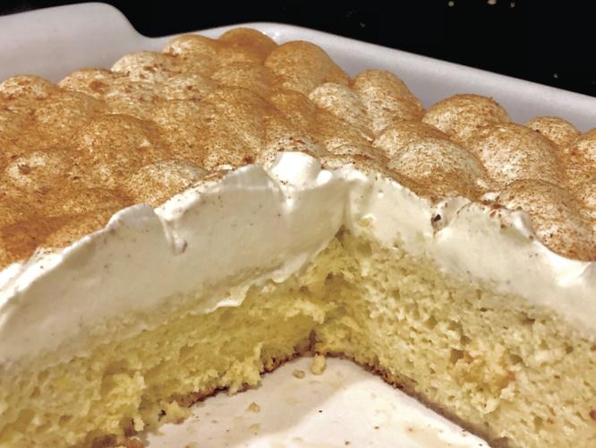 The cake absorbs all of the eggnog.