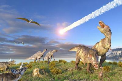 Artist's rendering of the Chicxulub asteroid entering Earth's atmosphere 66 million years ago, triggering events that caused a mass extermination.
