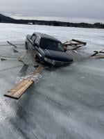 Thin ice sends pickup into Lake Winnipesaukee near Varney Point