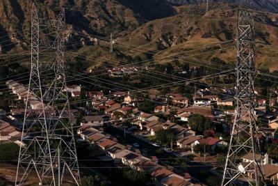 Meeting data center power demands will mean building more transmission lines and acquiring more land to put them on. These lines are in California.
