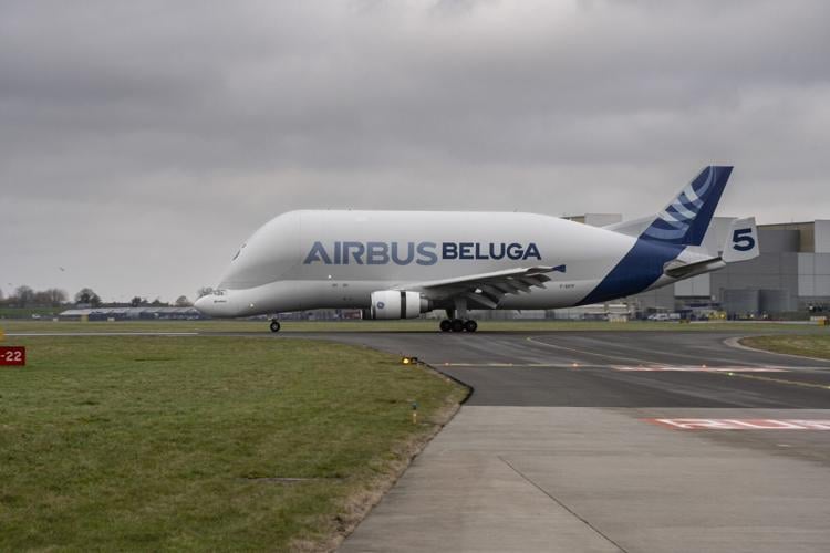 Iconic BelugaST airplane makes historic final landing in the UK