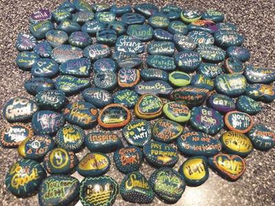 Kindness Rock that is posted to social media using the official #Banki