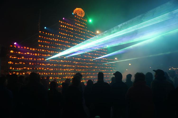 Purple and green lights