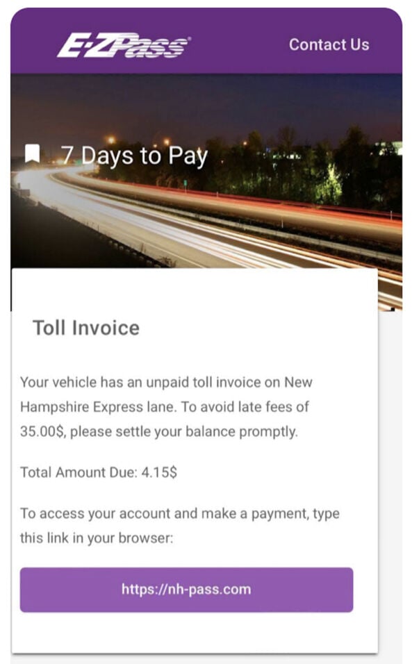Credit Collection Services Ez Pass Text Message NHDOT: Watch out for E-ZPass text message scam | State