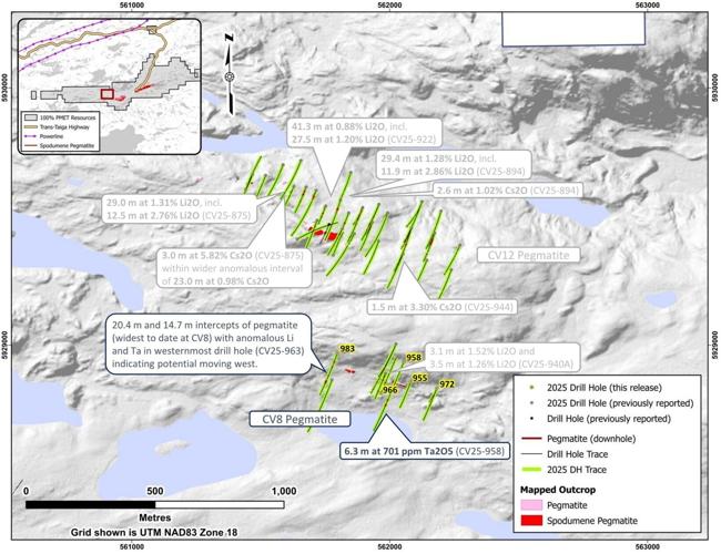 Wide, High-Grade Lithium Intercepts at Vega Zone, and New High-Grade Discovery at CV13