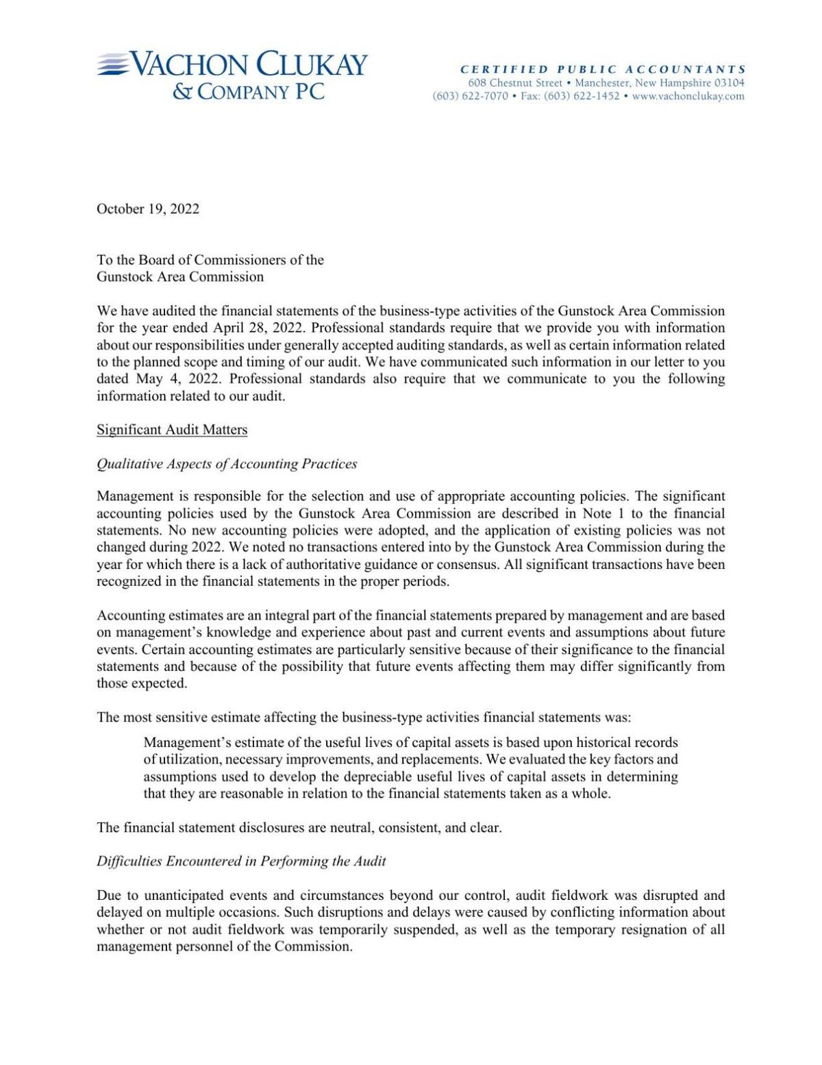 Gunstock Governance Letter 2022