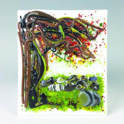 fused glass fancy fall landscape