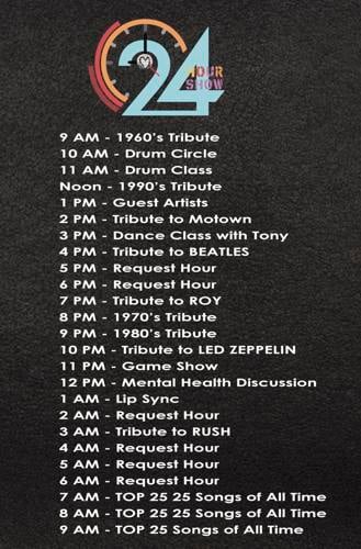 24-hour setlist