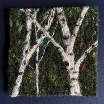 Felted birch landscape