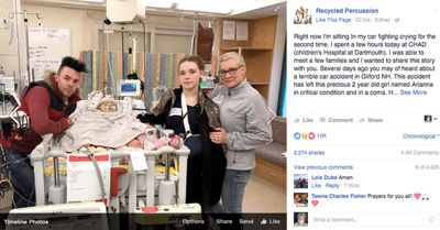 Gilford crash victims visited by Recycled Percussion’s Justin Spencer