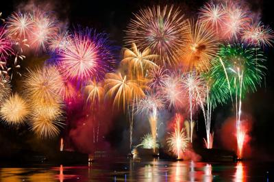 Fireworks are a class of explosive pyrotechnic devices that commonly come in around seven colors.