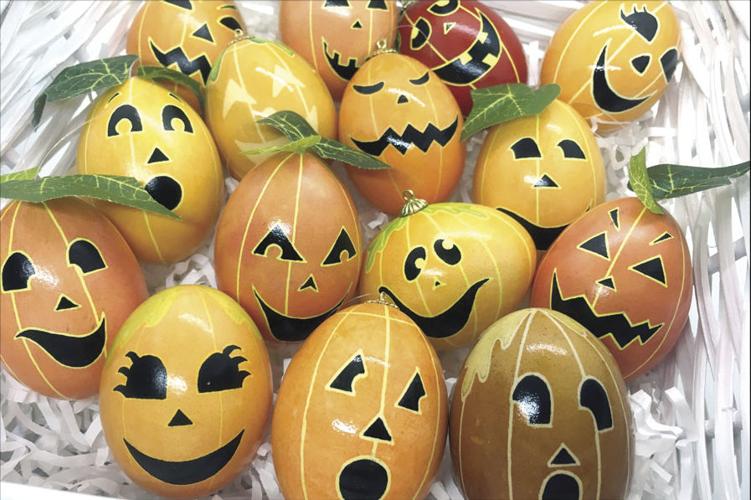 Jack-o-Lantern Pysanky eggs