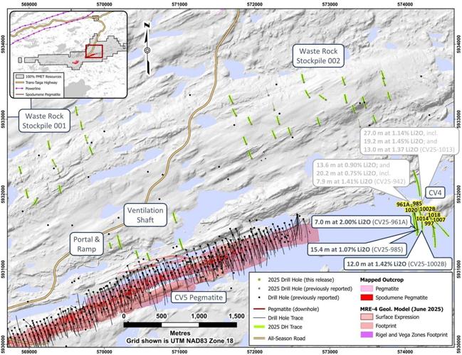 Wide, High-Grade Lithium Intercepts at Vega Zone, and New High-Grade Discovery at CV13
