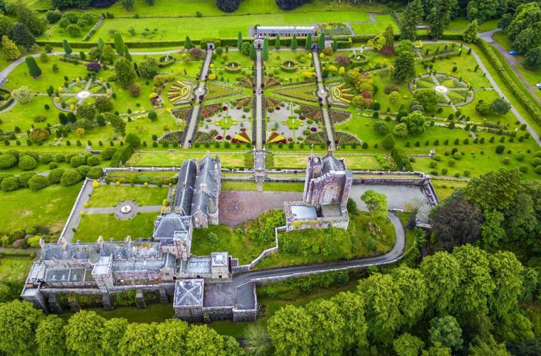 Gardens in bloom at castle where Outlander filmed