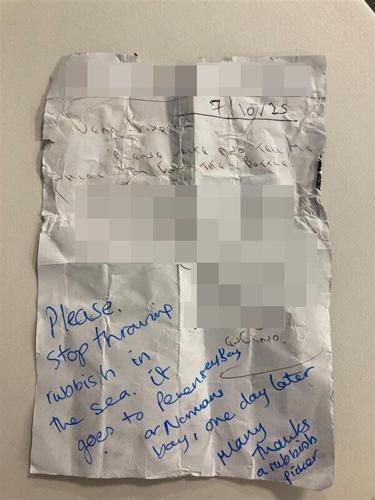 ‘Message in a bottle’ sent back – with angry letter from litter picker