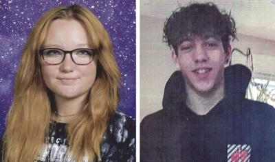Jenna Smith, 14, left, and Jonathan Wood, 15,