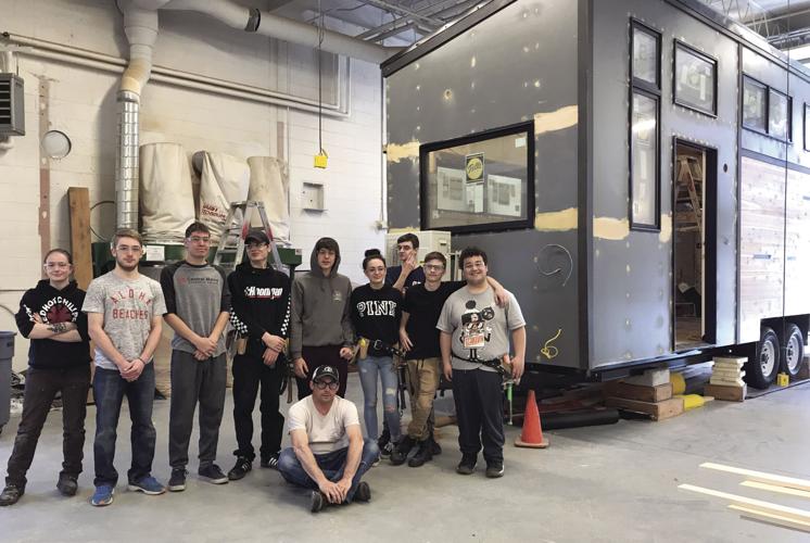 Tiny house construction students