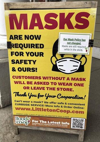 A sign outside the Littleton Co-op