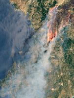 Intense wildfires captured from space ravaging Greek island