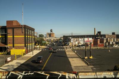 A view from a bridge overlooking the Harrowgate neighborhood of North Philadelphia.