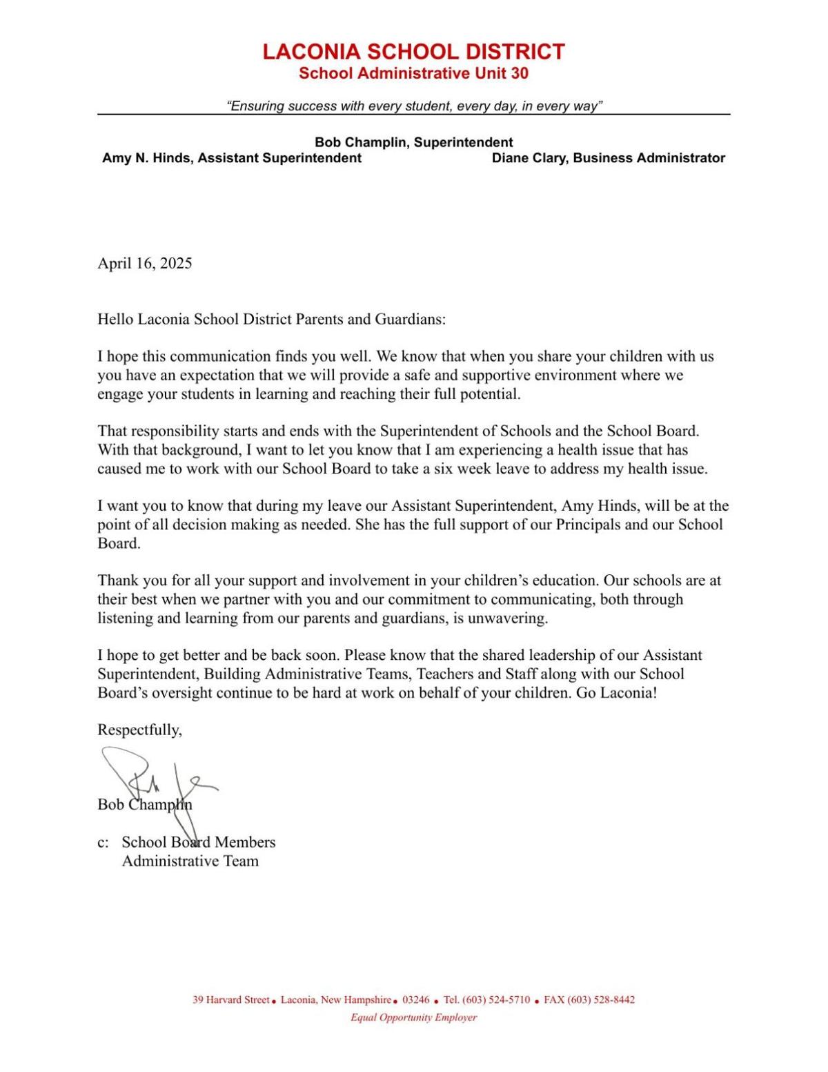 Parent Letter