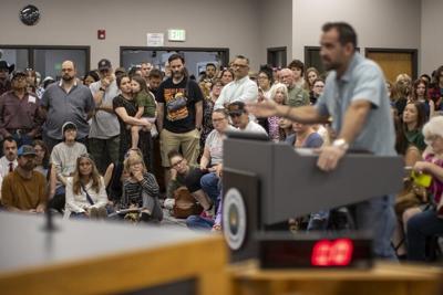 Citizens attend a City Council hearing in Pocatello, Idaho, to discuss the prospect of a new $2.6 billion data center in their community.