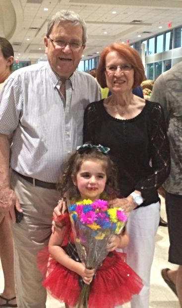 Lily McGinnis with her great-grandparents Jim and Barbara Hayes