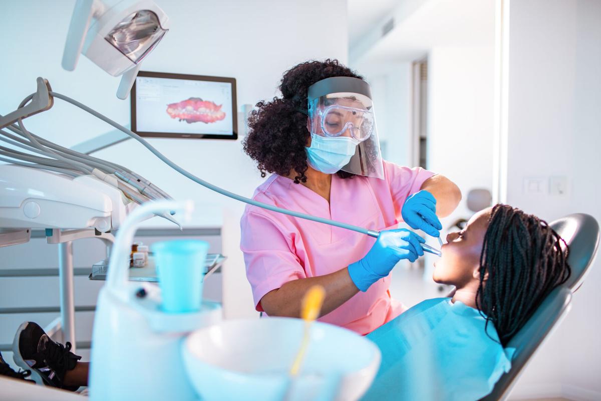 Little girl at the Dentists office