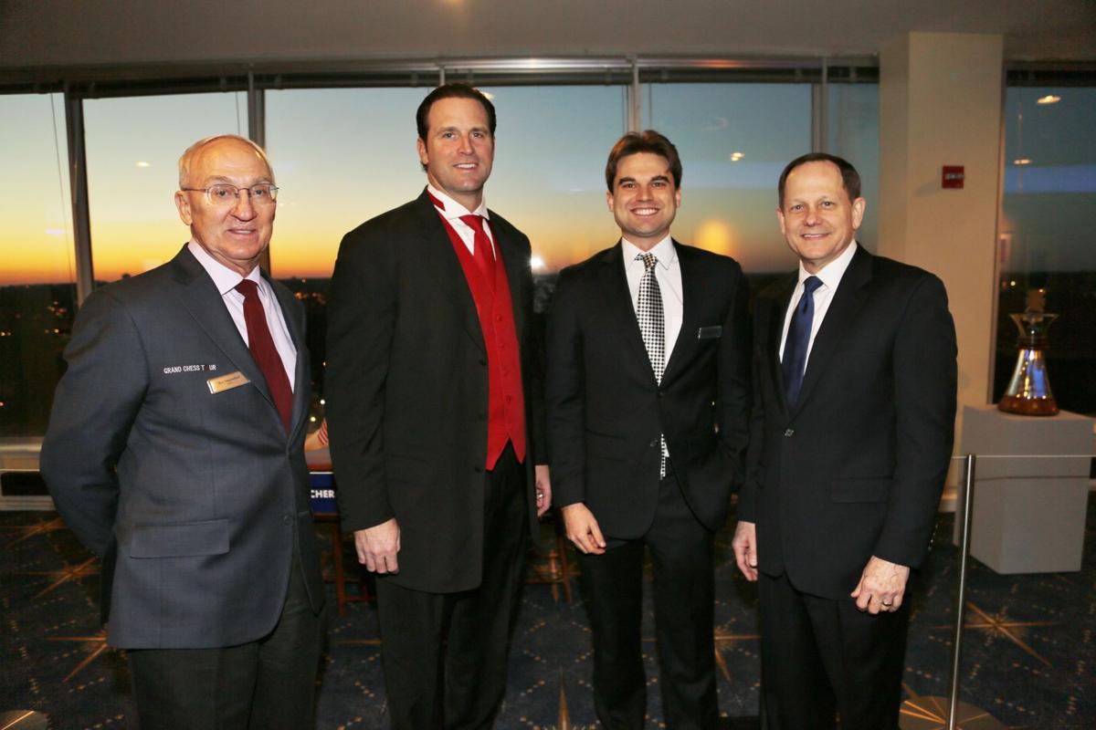 Rex Sinquefield, Mike Matheny, Sam Shankland USA Chess Olympiad team member, Mayor Francis Slay