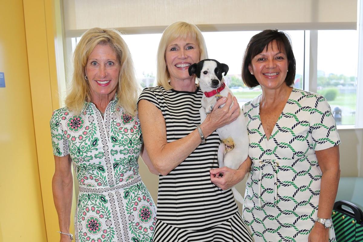 Judy Calhoun, Pam Nicholson, Harika Fava, co-chairs with Pebbles up for adoption
