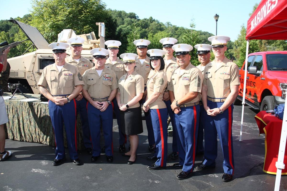 Marines of Recruiting Station St. Louis with Commanding Officer Major Nicole Bastian