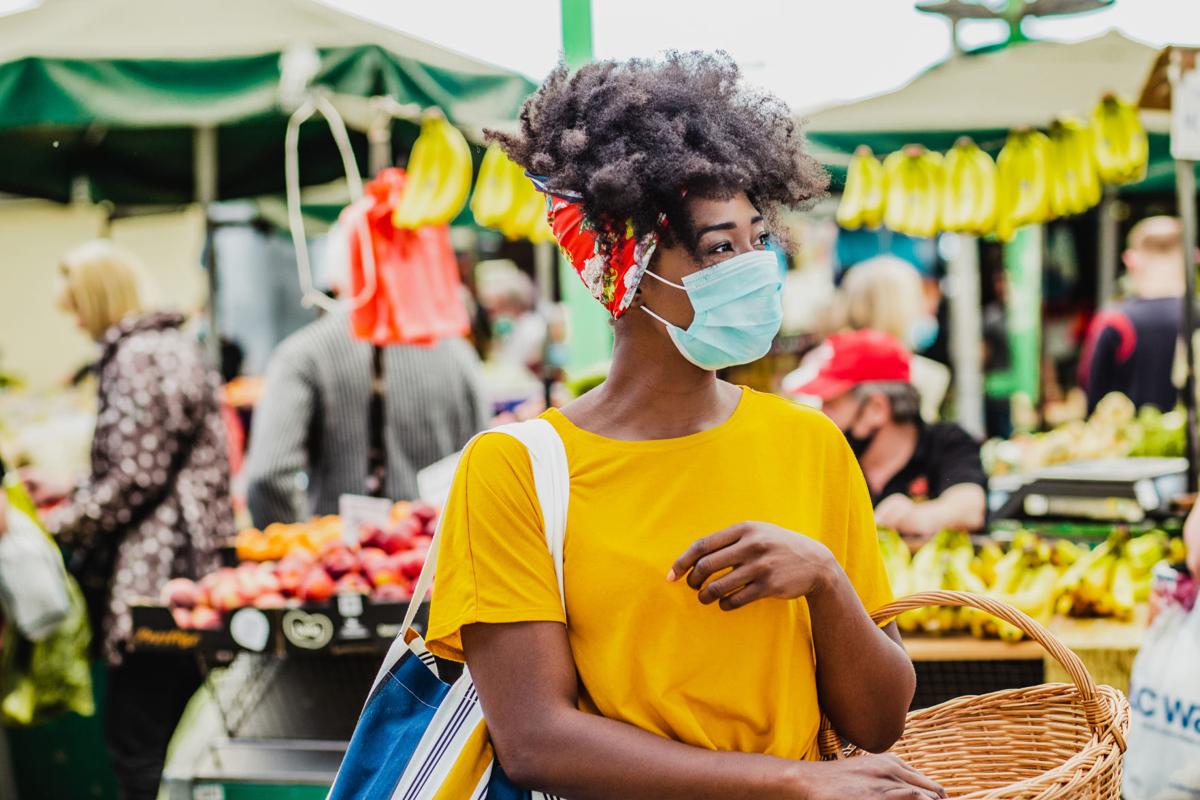 Buying groceries at the market during a pandemic
